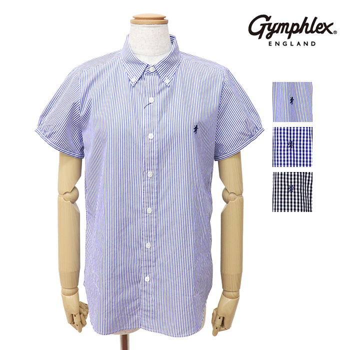 Gymphlex ジムフレックス レディース コットン フレンチスリーブシャツ GINGHAM GY-B0242MGG STRIPE GY-B0242MGS