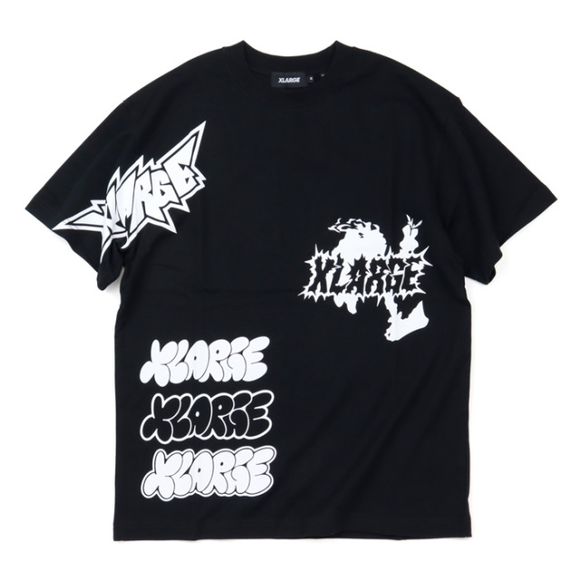 XLARGE エクストララージ 半袖 Tシャツ 黒 ブラック チェック XLARGE エクストララージ 半袖Tシャツ ランダムプリント