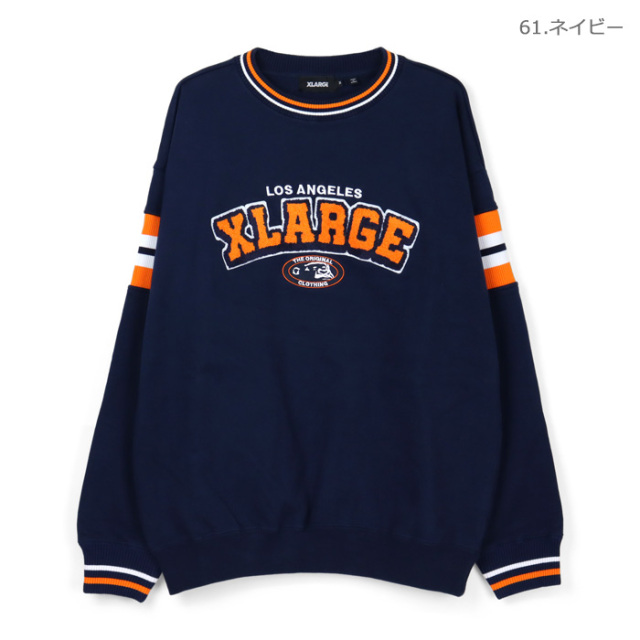 XLARGE エクストララージ トレーナー ストライプドスリーブ チームロゴ 