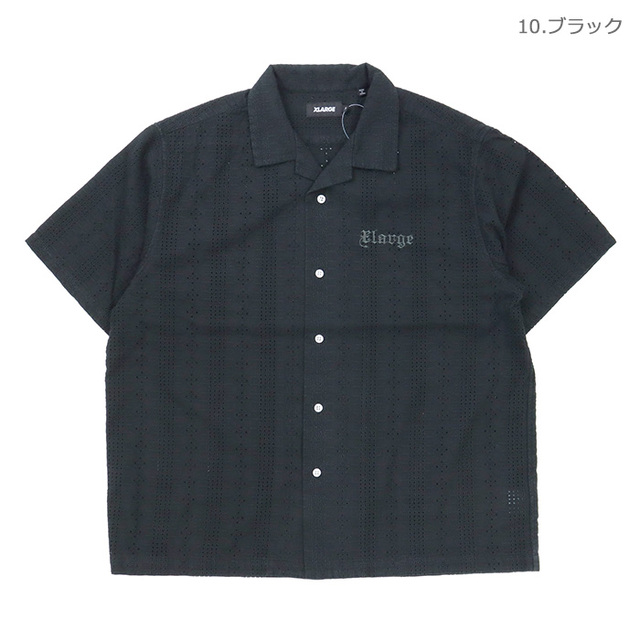 XLARGE エクストララージ シャツ SS LACE SHIRT 半袖レースシャツ 101262014005/10.ブラック