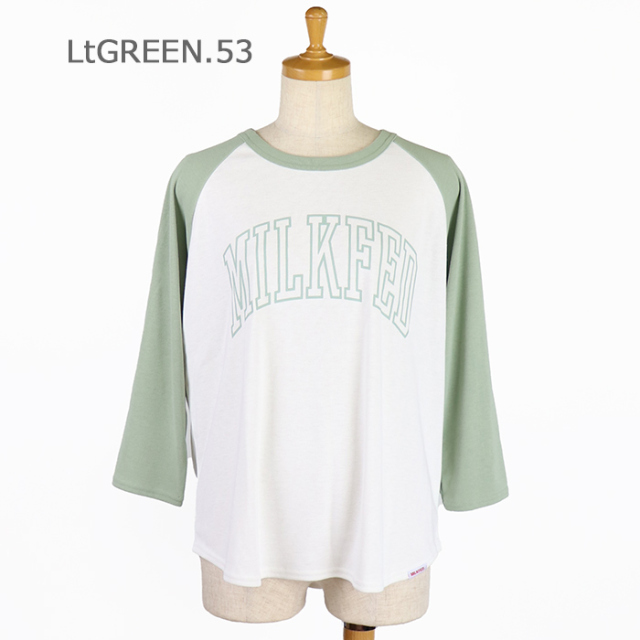 Milkfed ミルクフェド レディース ラグラン七分袖 ロゴtシャツ