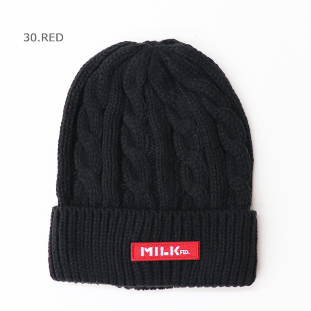 MILKFED ミルクフェド レディース MILKFED LOGO CABLE KNIT CAP 103223051001