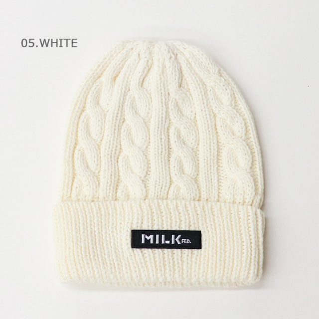 MILKFED ミルクフェド レディース MILKFED LOGO CABLE KNIT CAP 103223051001