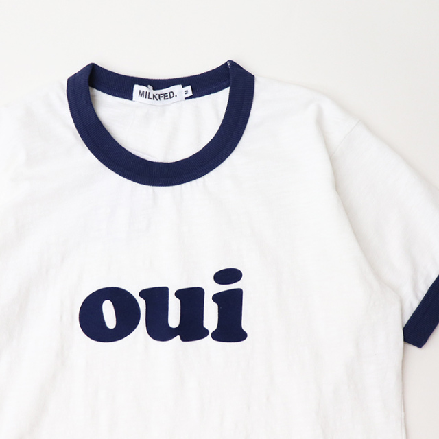 MILKFED ミルクフェド レディースOUI SLAB COMPACT S/S RINGER TEE半袖Tシャツ103242011007