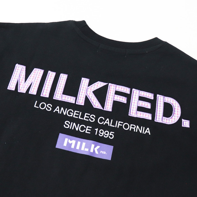 MILKFED ミルクフェド レディース PLAID LOGO WIDE S/S TEE 半袖Tシャツ103252011010