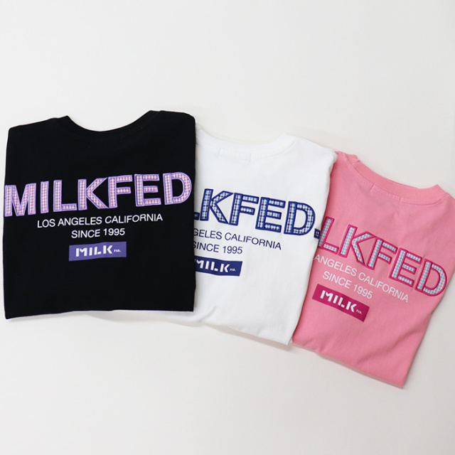 MILKFED ミルクフェド レディース PLAID LOGO WIDE S/S TEE 半袖Tシャツ103252011010