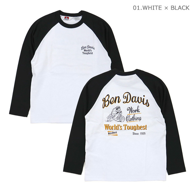 BEN DAVIS ベンデイビス Tシャツ RIDER RAGLAN LS TEE 長袖 ライダー ラグランTシャツ レギュラーフィット 1050-26780030