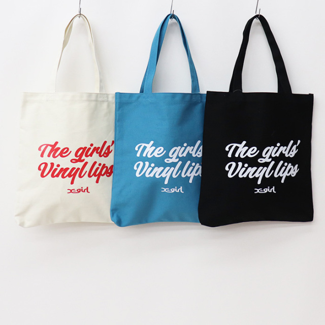 X-girl エックスガール VINYL LIP FACE CANVAS TOTE BAG キャンバストートバッグ 105232053005