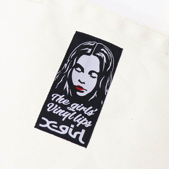 X-girl エックスガール VINYL LIP FACE CANVAS TOTE BAG キャンバストートバッグ 105232053005