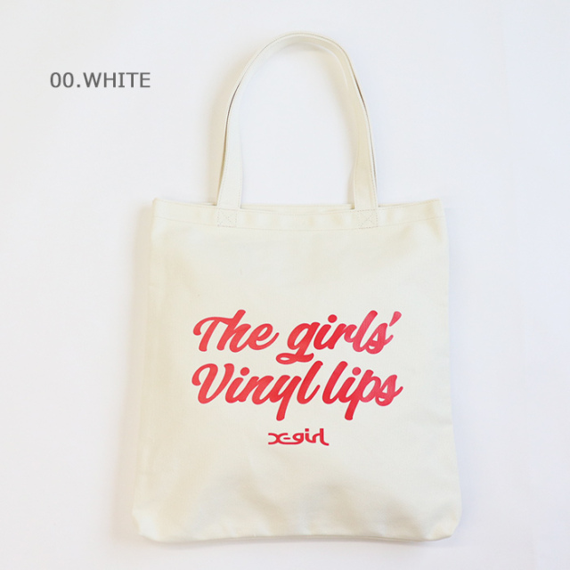 X-girl エックスガール VINYL LIP FACE CANVAS TOTE BAG キャンバストートバッグ 105232053005