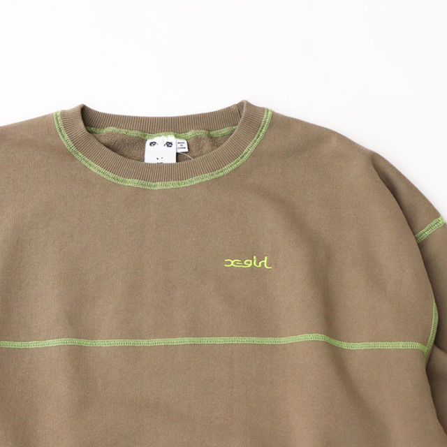 X-girl エックスガール レディース CONTRAST STITCH SWEAT TOP X-girl スウェットトップス 105233012002