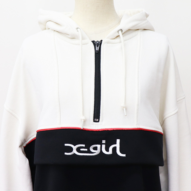 X-girl エックスガール レディースBICOLOR ANORAK SWEAT DRESSスウェットワンピース 105233041006