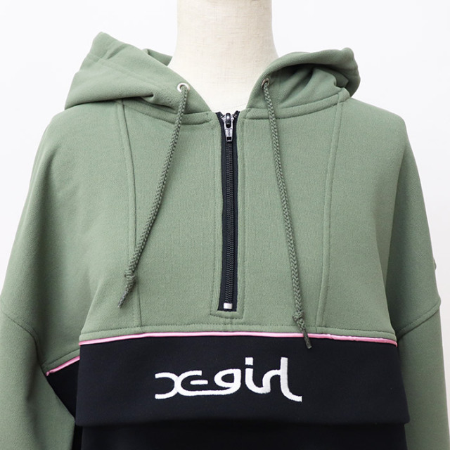 X-girl エックスガール レディースBICOLOR ANORAK SWEAT DRESSスウェットワンピース 105233041006