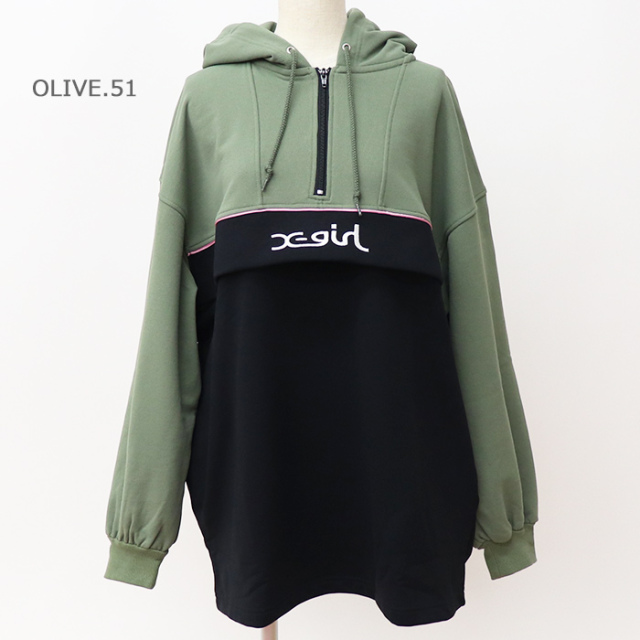X-girl エックスガール レディースBICOLOR ANORAK SWEAT DRESSスウェットワンピース 105233041006