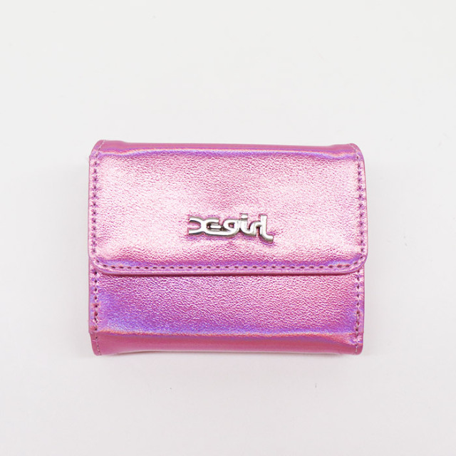 X-girl エックスガール METALLIC FAUX LEATHER MINI WALLET 三つ折り 