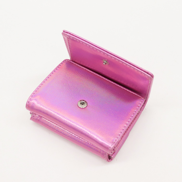 X-girl エックスガール METALLIC FAUX LEATHER MINI WALLET 三つ折り 