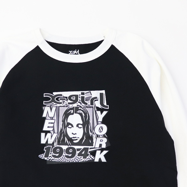 X-girl エックスガール レディース ZINE B/B TEE ベースボールTシャツ 105234011004