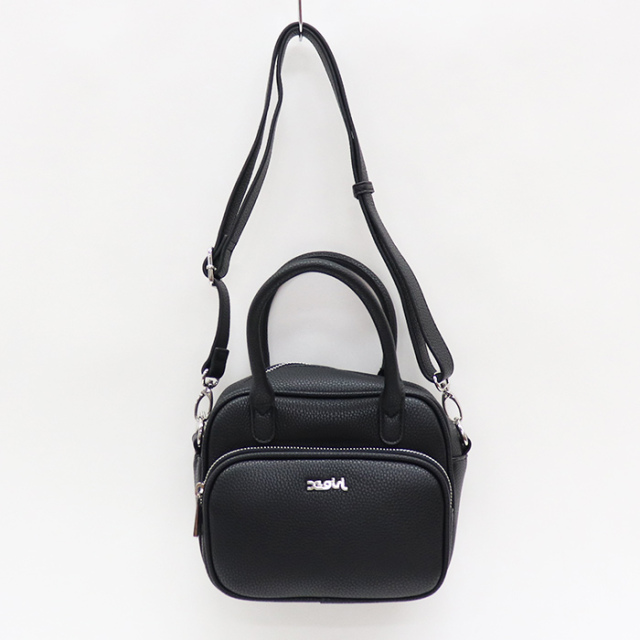 2WAY Leather Mini Shoulder Bag With Drawstring Charm