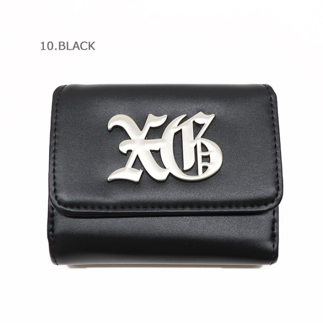X-girl エックスガール OLD ENGLISH LOGO BUCKLE FAUX LEATHER MINI WALLET 三つ折りウォレット 105244054006