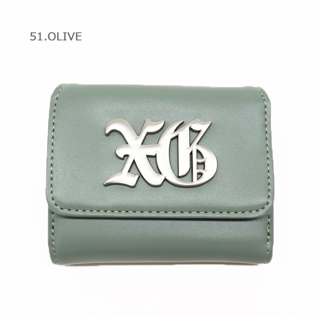 X-girl エックスガール OLD ENGLISH LOGO BUCKLE FAUX LEATHER MINI WALLET 三つ折りウォレット 105244054006