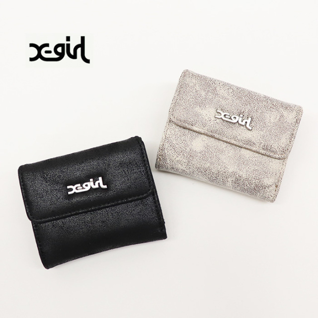 X-girl エックスガールDISTRESSED FAUX LEATHER MINI WALLET 三つ折り