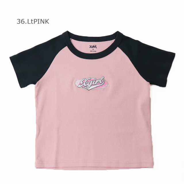 X-girl エックスガール レディース OVAL LOGO EMBROIDERY RAGLAN S/S