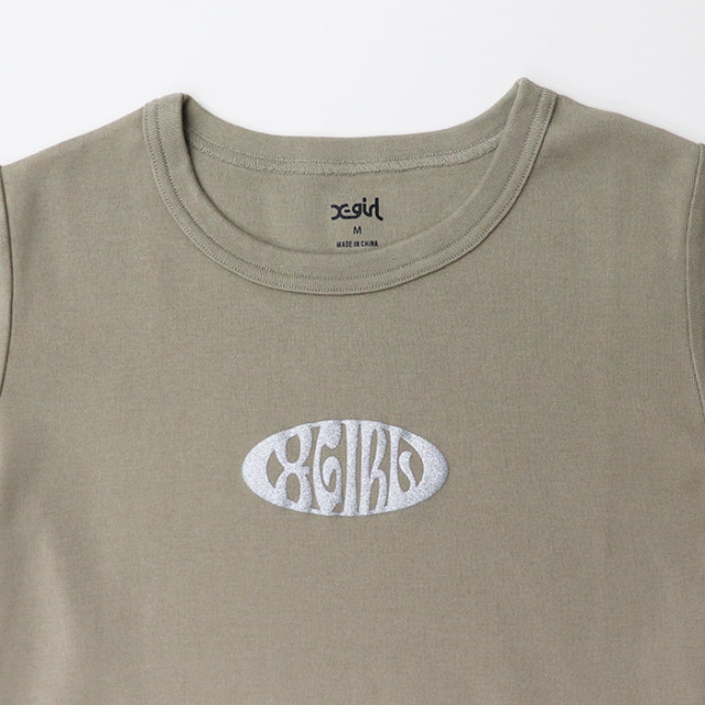 X-girl エックスガール レディース METAL OVAL LOGO S/S BABY TEE 半袖Tシャツ 105252011027