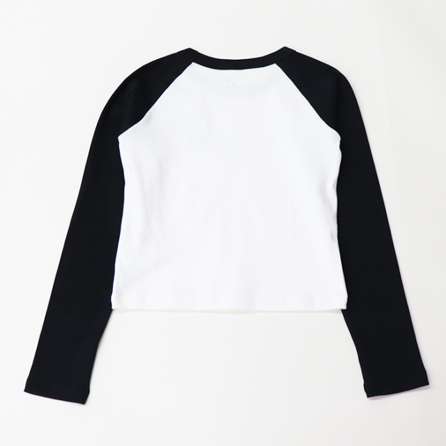 X-girl エックスガール BI COLOR RHINESTONE LOGO RAGLAN L/S BABY TEE Tシャツ 105253011001
