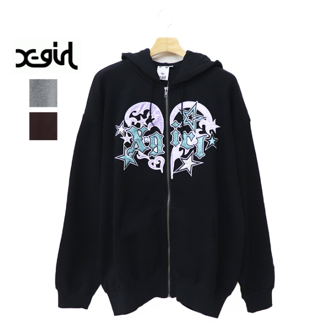 ユリ X-girl エックスガール レディース TRIBAL HEART ZIP UP SWEAT