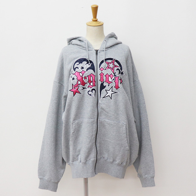 X-girl エックスガール レディース TRIBAL HEART ZIP UP SWEAT HOODIE ジップパーカー105253012004