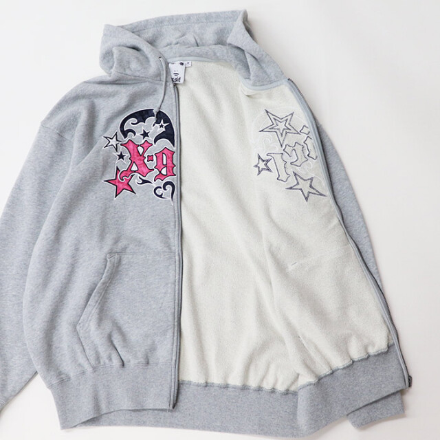 X-girl エックスガール レディース TRIBAL HEART ZIP UP SWEAT HOODIE ジップパーカー105253012004