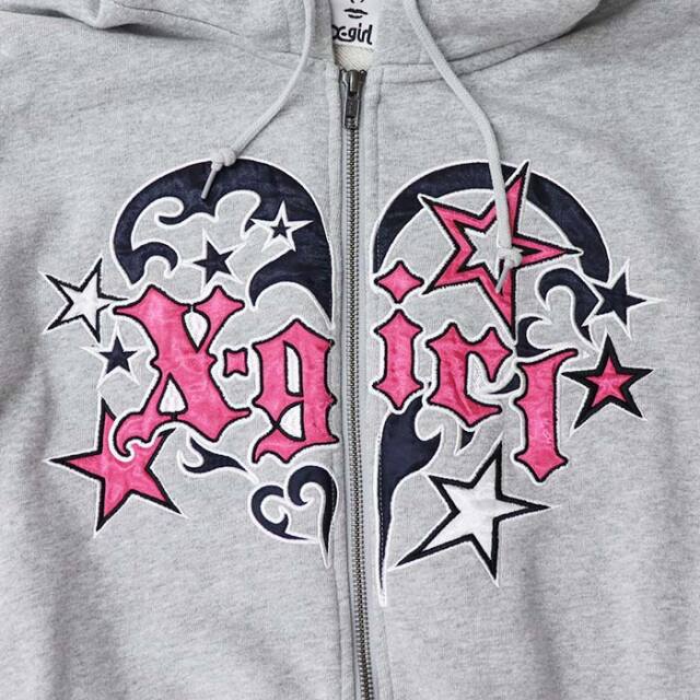 X-girl エックスガール レディース TRIBAL HEART ZIP UP SWEAT HOODIE ジップパーカー105253012004