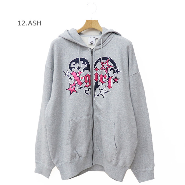 X-girl エックスガール レディース TRIBAL HEART ZIP UP SWEAT HOODIE ジップパーカー105253012004