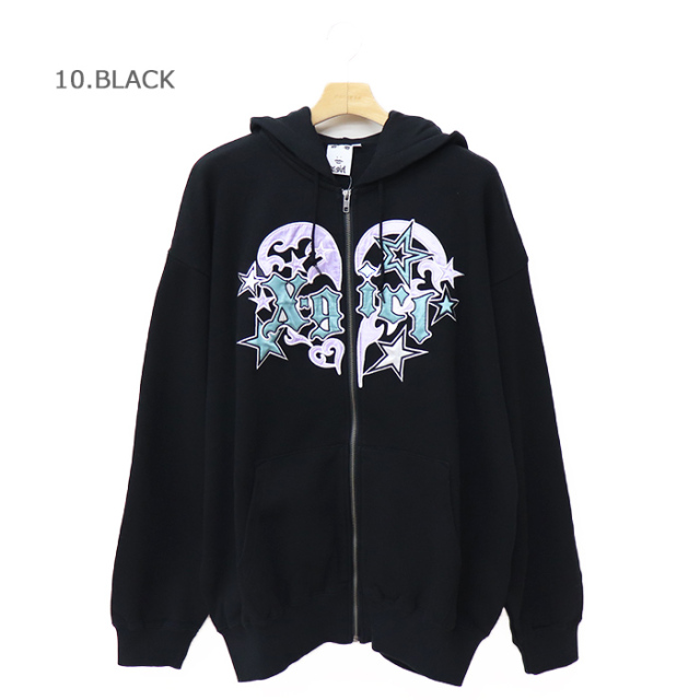 X-girl エックスガール レディース TRIBAL HEART ZIP UP SWEAT HOODIE ジップパーカー105253012004