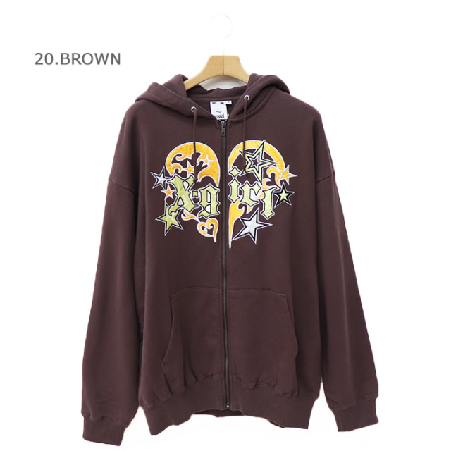 X-girl エックスガール レディース TRIBAL HEART ZIP UP SWEAT HOODIE ジップパーカー105253012004