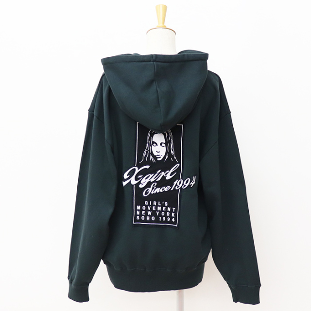 X-girl エックスガール レディース FACE BOX PATCH ZIP UP SWEAT HOODIE ジップパーカー05253012005
