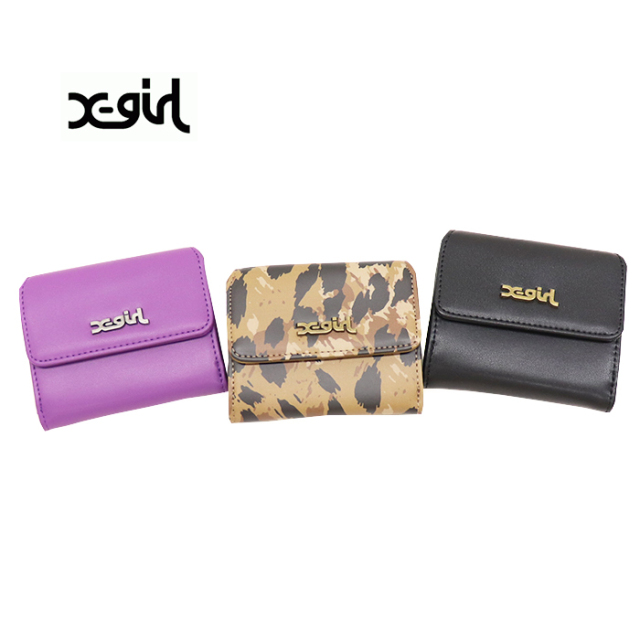 X-girl エックスガール MILLS LOGO FAUX LEATHER MINI WALLET 三つ折りウォレット 105253054012