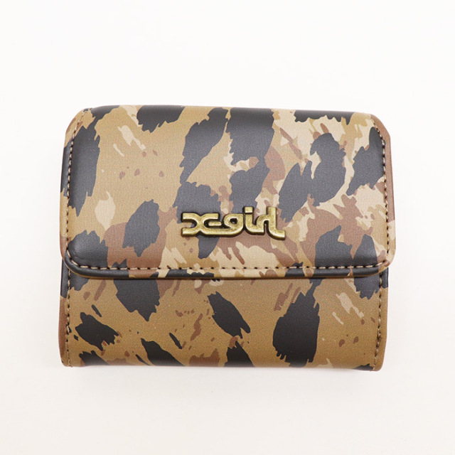 X-girl エックスガール MILLS LOGO FAUX LEATHER MINI WALLET 三つ折りウォレット 105253054012
