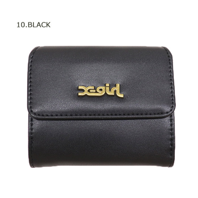X-girl エックスガール MILLS LOGO FAUX LEATHER MINI WALLET 三つ折りウォレット 105253054012