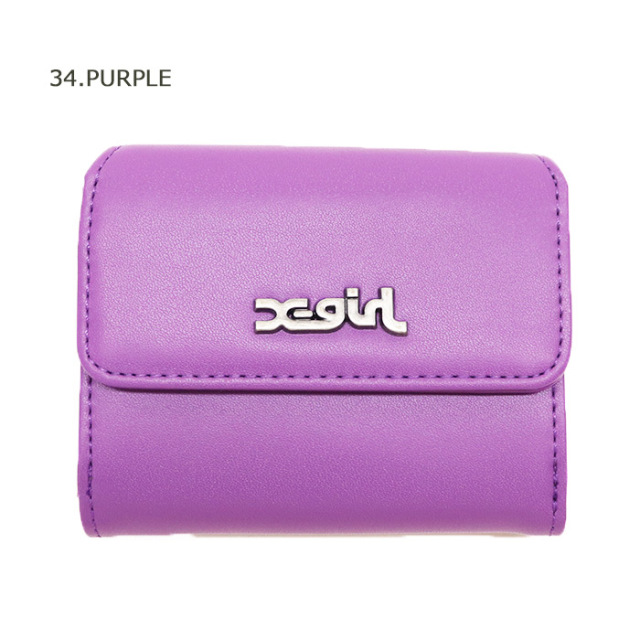 X-girl エックスガール MILLS LOGO FAUX LEATHER MINI WALLET 三つ折りウォレット 105253054012