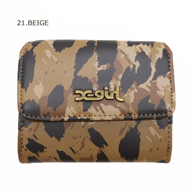 X-girl エックスガール MILLS LOGO FAUX LEATHER MINI WALLET 三つ折りウォレット 105253054012