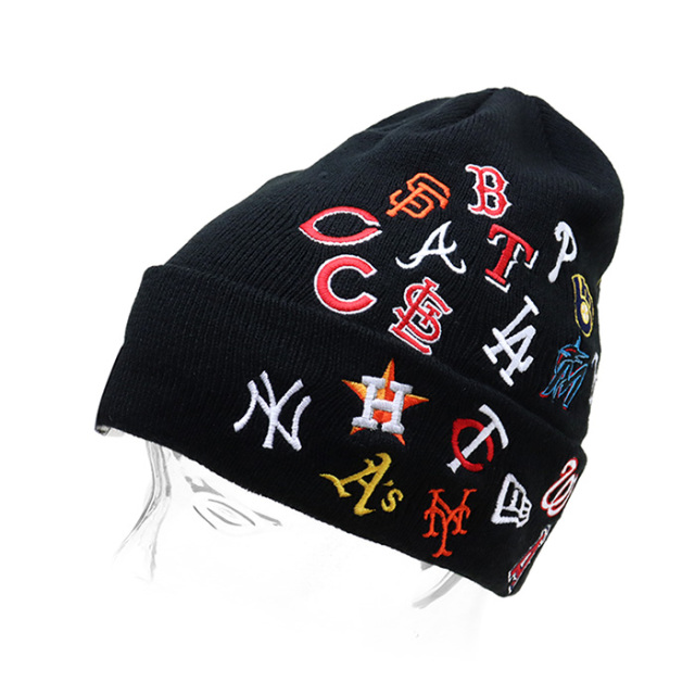 ニューエラ キャップベーシック カフニット チームロゴ オールオーバー