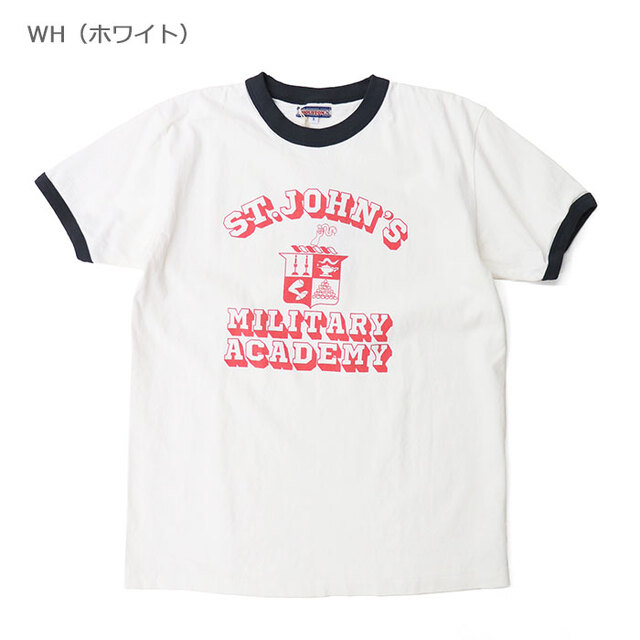 HOUSTON woman ヒューストン ウーマン PIGMENT PRINT RINGER TEE (MILITARY ACADEMY)  ピグメントプリントリンガーTEE 2053W/WH（ホワイト）