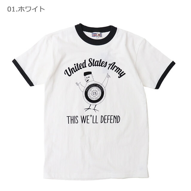 HOUSTON woman ヒューストン ウーマン PRINT RINGER TEE (U.S.ARMY)  プリントリンガーTEE 2054W