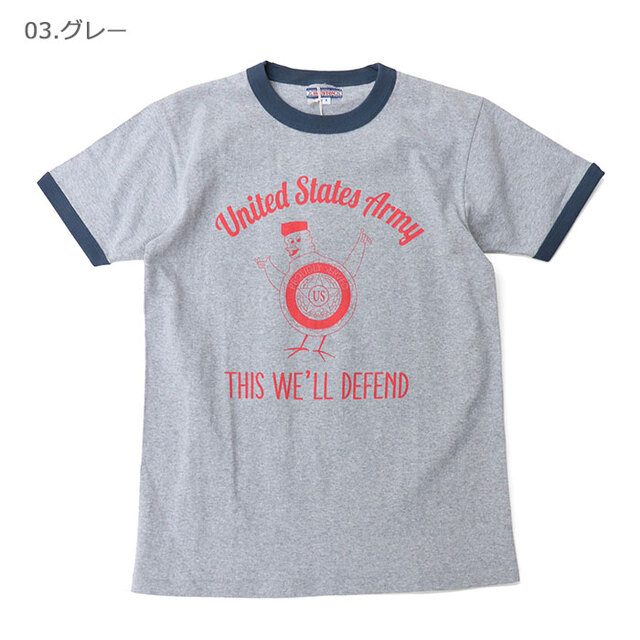 HOUSTON woman ヒューストン ウーマン PRINT RINGER TEE (U.S.ARMY)  プリントリンガーTEE 2054W