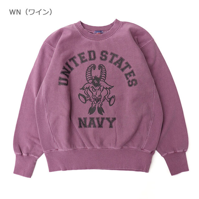 HOUSTON woman ヒューストン ウーマン PIGMENT R/W SWEAT SHIRT (U.S.N.) / ピグメントリバースウィーブスウェット 2088W