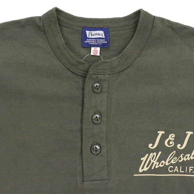 Pherrow's フェローズ プリント ヘンリーネックTシャツ 26S-PHNT1