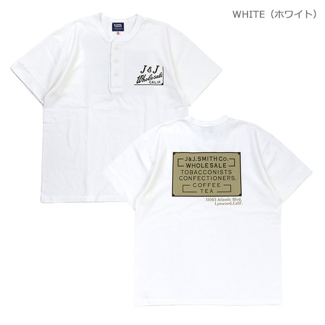 Pherrow's フェローズ プリント ヘンリーネックTシャツ J&J Wholesale 26S-PHNT1/WHITE