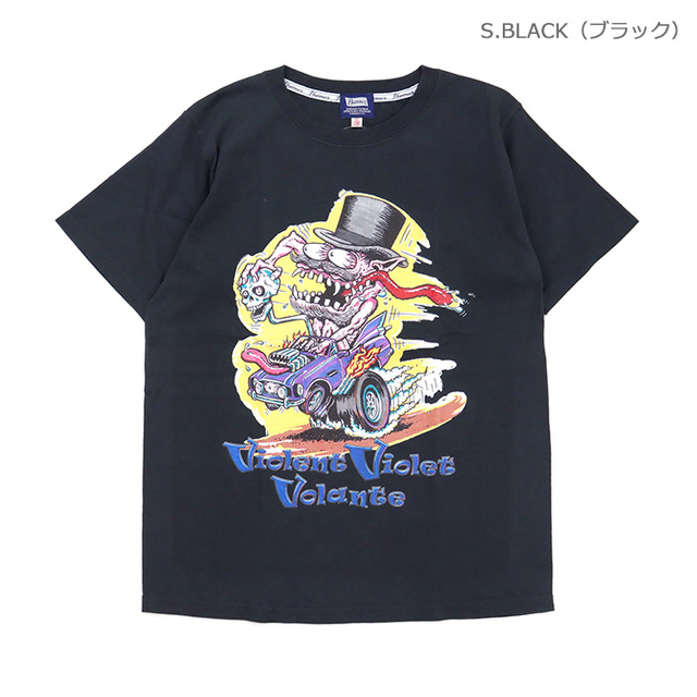 Pherrow's フェローズ プリントTシャツ Violent Violet Volante 26S-PT8