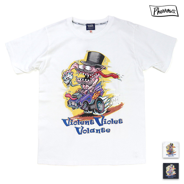 Pherrow's フェローズ プリントTシャツ Violent Violet Volante 26S-PT8
